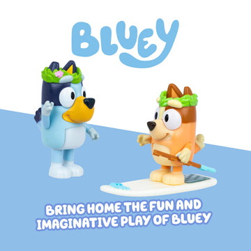 Bluey Figure 2-Pack Rug Island. 2 Episode-Themed Figures with Moving Arms & Paddleboard Accessories, 2.5-3" (6-7.6 cm) Poseable Toys for Kids