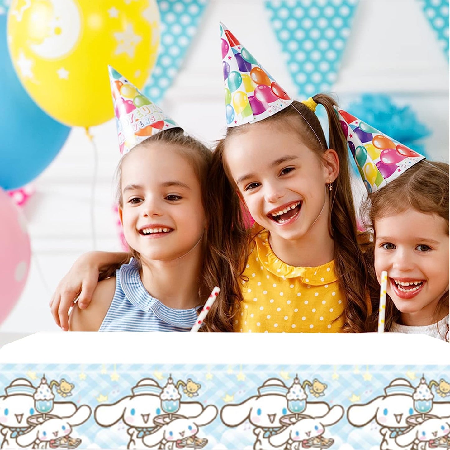 MUSNOW 2Pack Cinnamoroll Tablecloth Disposable Tablecloth Birthday Party Supplies and Decorations for Kid Boy Baby Shower Rectangle Tables 70"X42"