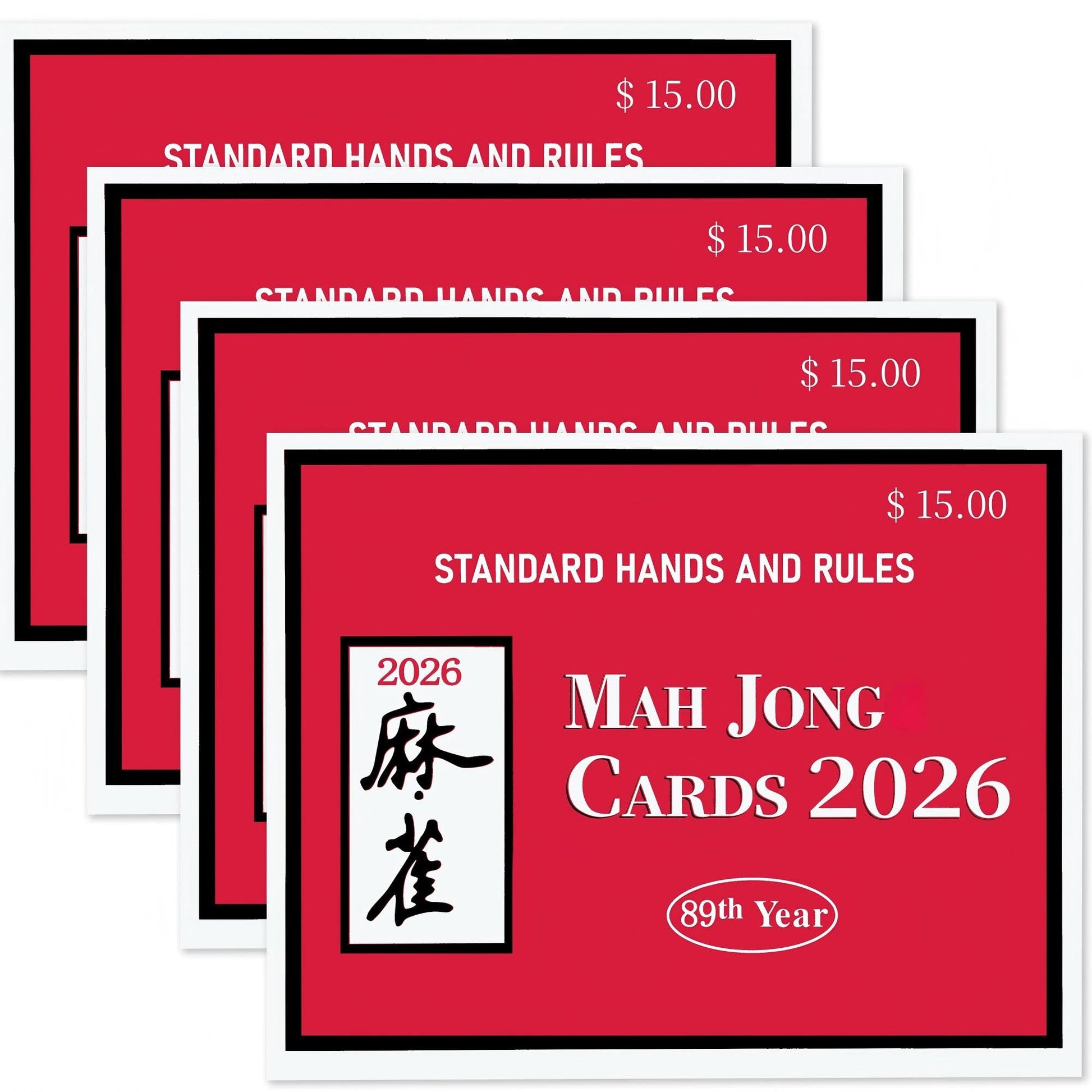 Mah Jong 2026 Cards Official Revision - Large Size mah Jong Card - 4Pcs