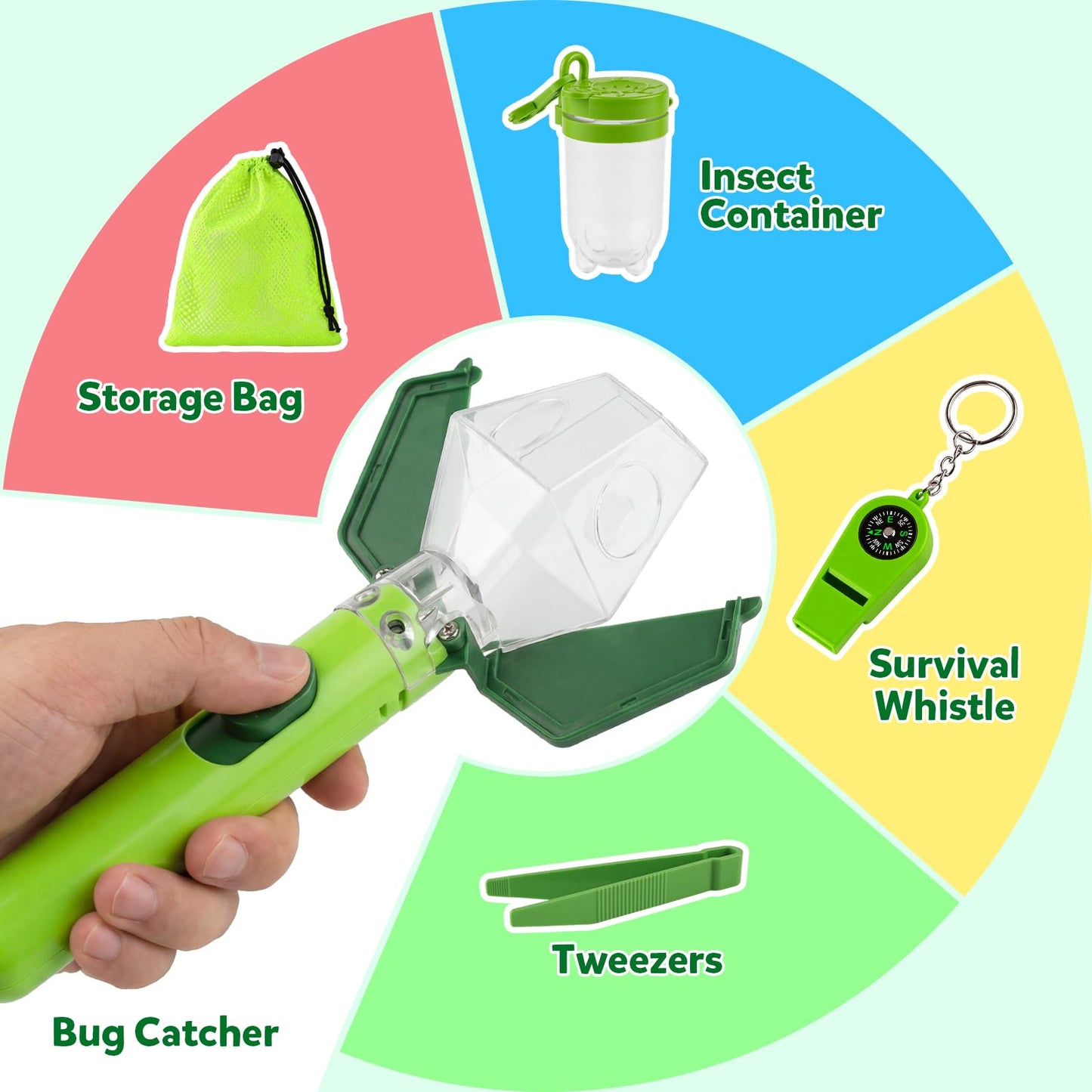 Kiditos Bug Catcher Kit for Kids Ages 3-8, One-Click Insect Catcher