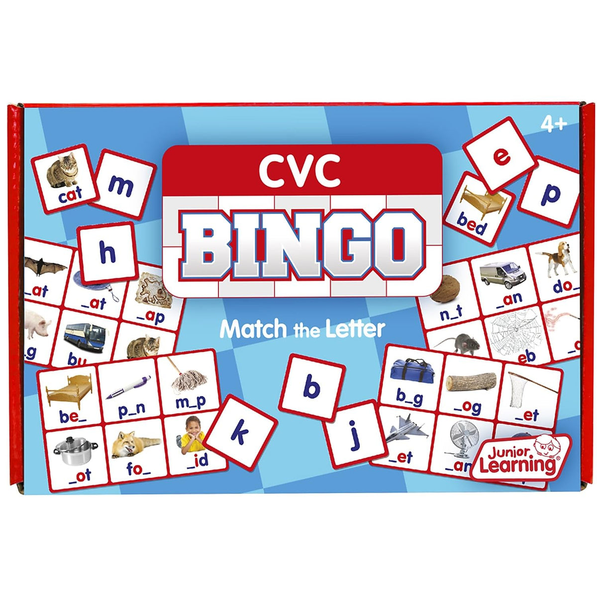 Junior Learning CVC Bingo - Educational Word Games & Reading Set