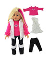 American Fashion World Sparkling Star Puffer Vest Pants Set for 18-Inch Dolls | Premium Quality & Trendy Design | Dolls Clothes | Outfit Fashions for