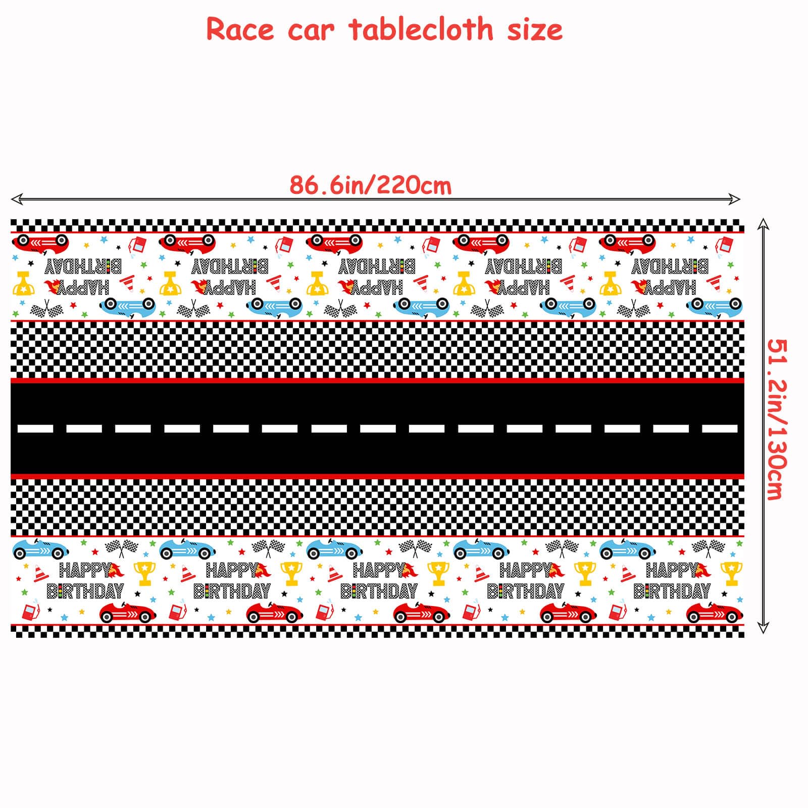 XXDecor 3 Pcs Race Car Birthday Tablecloths - Racing Car Disposable Plastic Table Cloth Checkered Flag Table Covers Party Favors for Baby Shower Boys