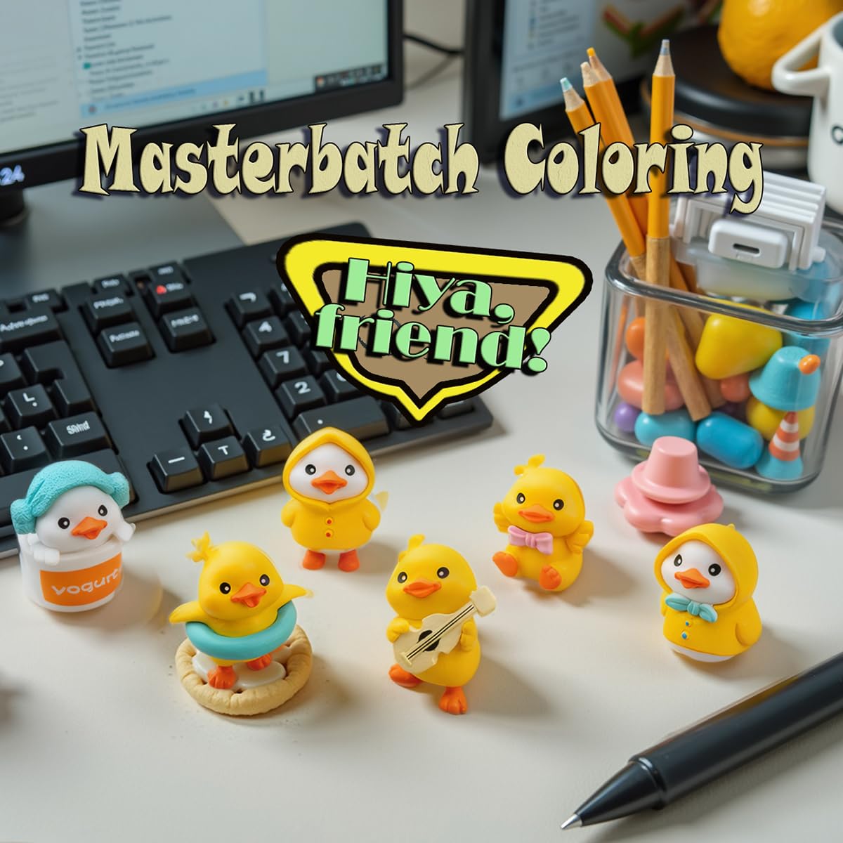 Geermolan 6 PCS Cute Mini Duck Car Accessories Interior Dashboard Decorations, Funny Duckling Home Party Decorations Fairy Garden Landscape Décor