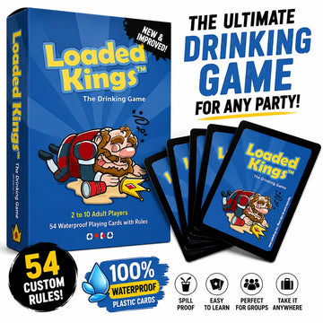 Loaded Kings Drinking Card Game for Adults - Waterproof Kings Cup Style Party Game with Custom Rules Cards - Fun College, Bachelor, Bachelorette