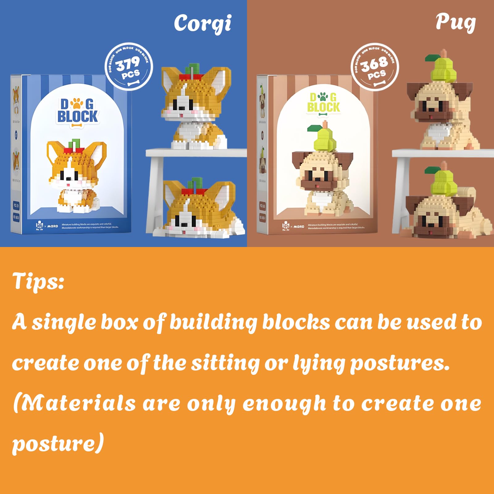 YCJZXMS Dog Micro Mini Blocks Set 6 Pack Animals Buildling Model Kits Mini Bricks Dog Series Toys for Adult or Kids Preferred Party Gifts