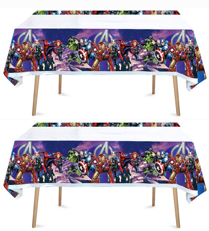 Losede 2pcs Superhero Tablecloth Table Cover, for Superhero Theme Birthday Party Supplies Decorations (70" x 42")