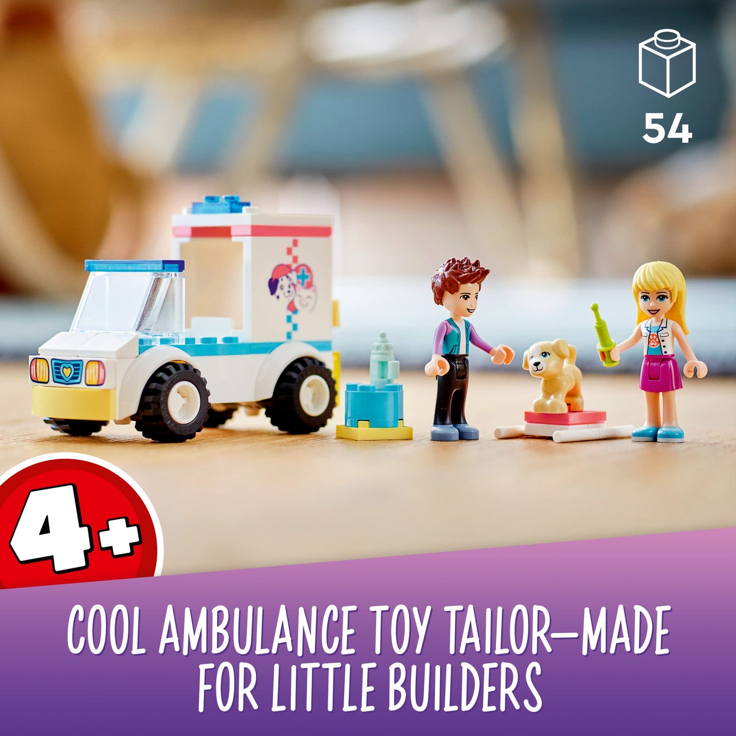 LEGO Friends Pet Clinic Ambulance 41694 Building Kit; Birthday Gift for Kids Comes with Children’s Vet Kit; Animal Rescue Toy Playset for Kids Aged 4