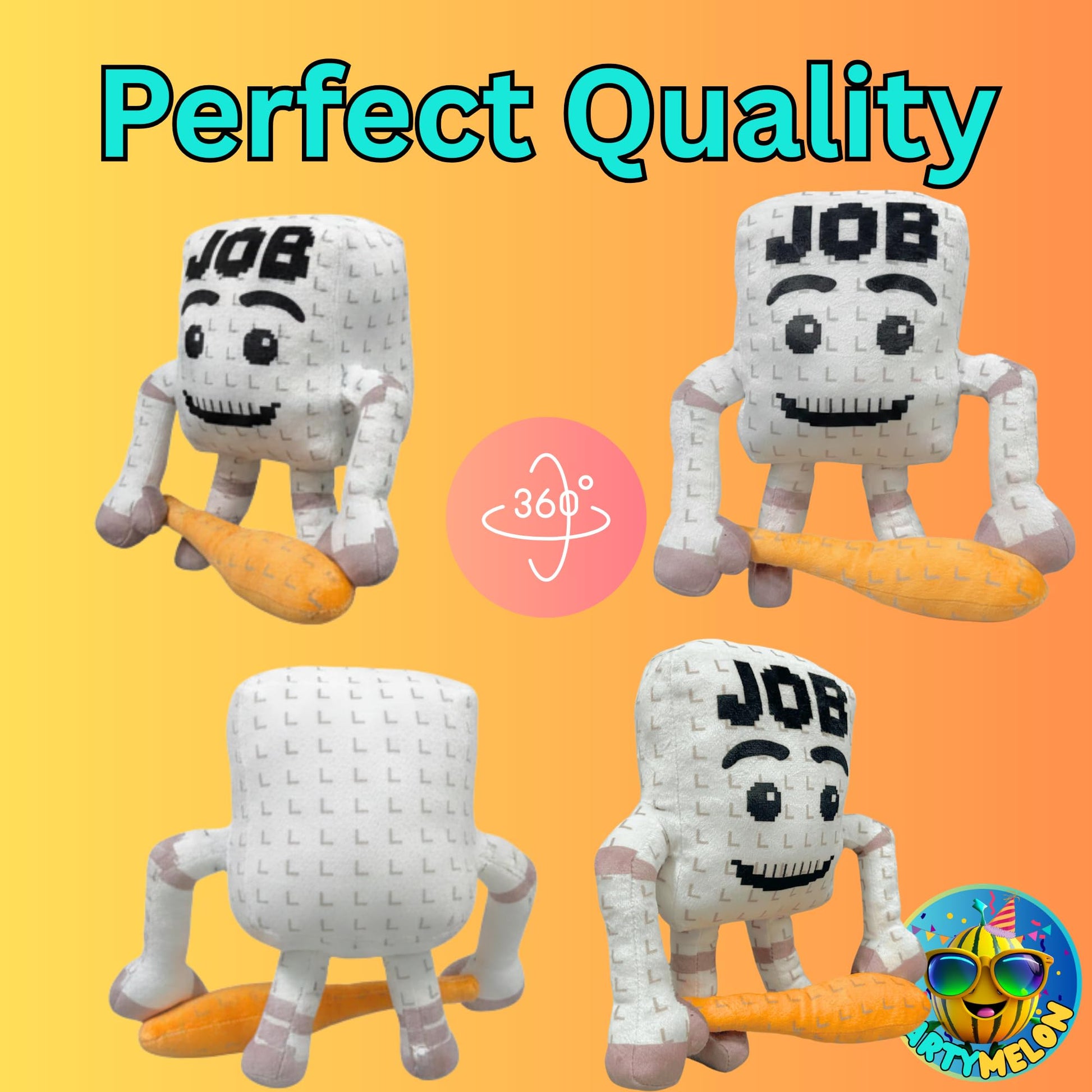 Partymelon Job Job Job Plush 9" Steal a Brainrot Plush Meme AI-Crafted Stuffed Figure Pillow for Video Game Fans Room Decor