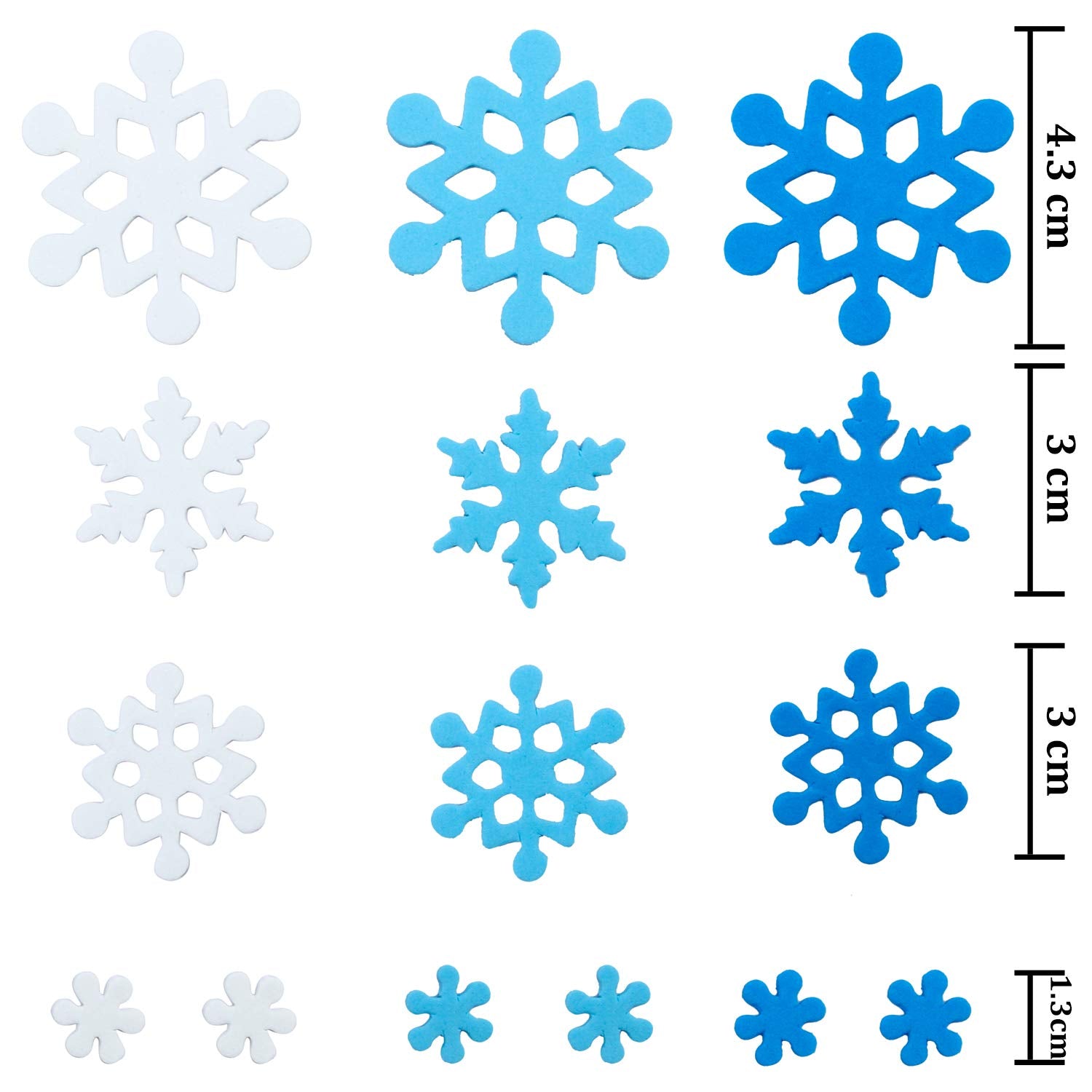 Aneco 600 Pieces Winter Foam Snowflake Stickers Christmas Self-Adhesive Blue and White Snowflake Shape Stickers for Home Holiday Xmas Party DIY Craft