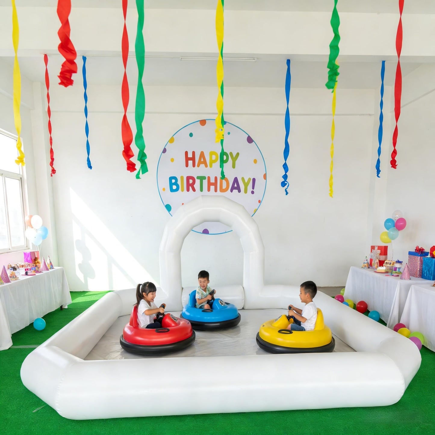 Bumper Car Track Inflatable Racing Track for Bumper Car Race Track for Kids Bumper Cars 16.5x16.5FT Car Track Inflatable Go Kart Race Tracks, Tube