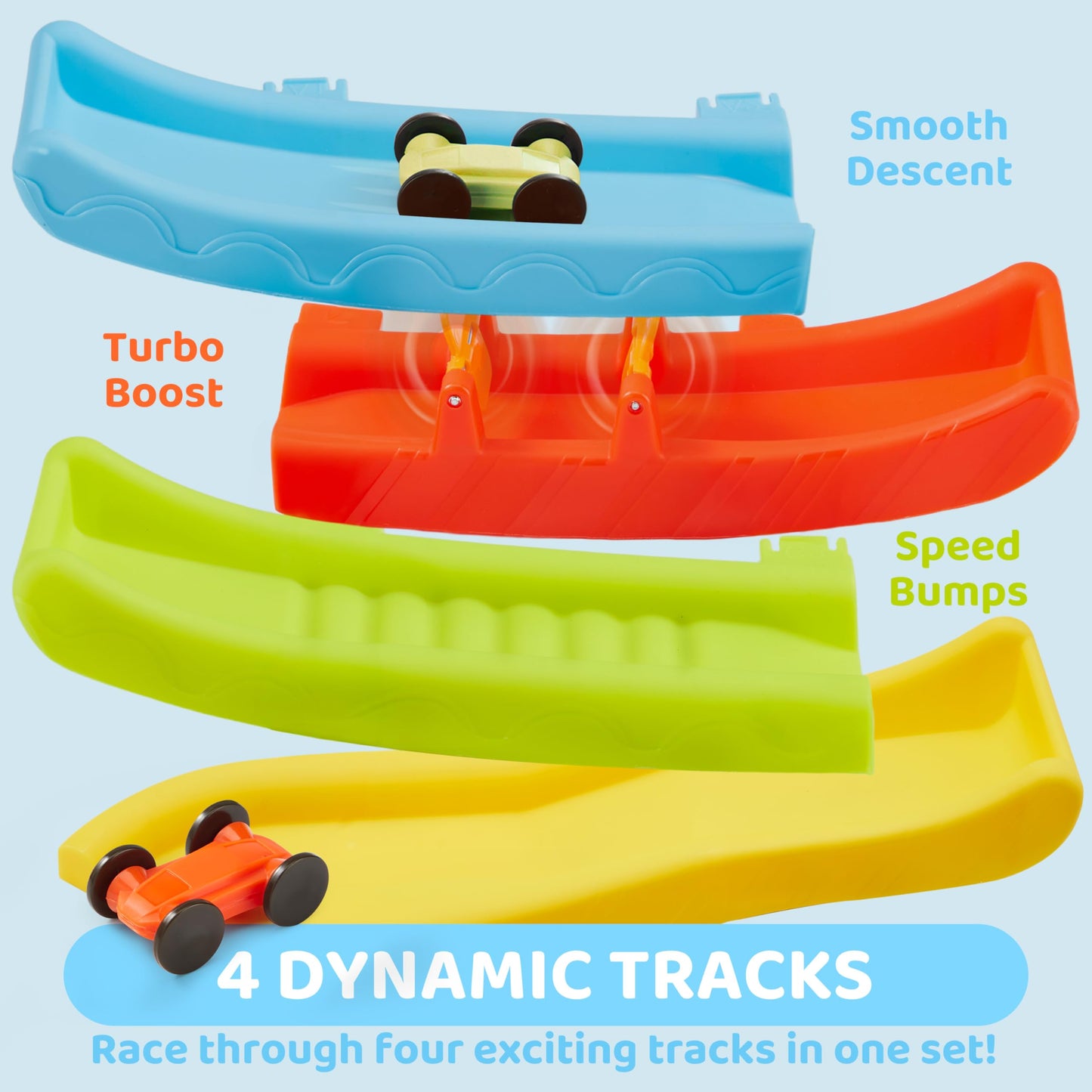 lalalark Toddler Toys for 18M+ Boy and Girls, Race Track Car Ramp Toy with 4 Cars and Multiple Parking Spaces, Birthday Gifts for Baby Toddler Kids