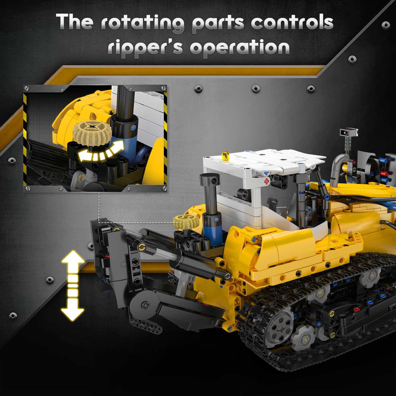 Mould King 19019 Bulldozer Building Kit with Pneumatic Cylinders, Excavator Construction Engineering Toy for Adults, Buildable Creative Model as