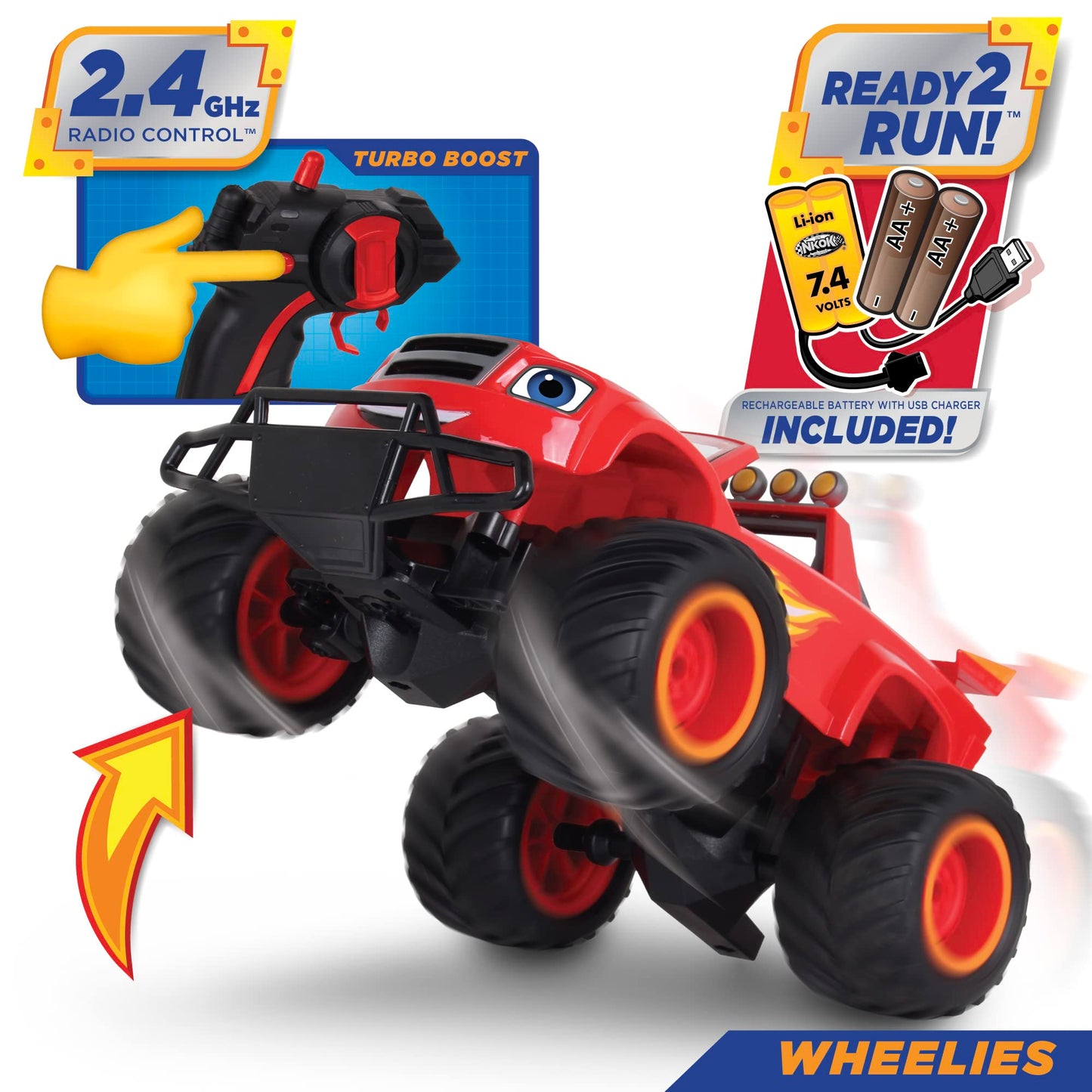 NKOK Blaze and the Monster Machines RC Monster Truck Toy, High-Performance Ready-to-Run Remote Control Truck for Kids, Off-Road Racing Vehicle