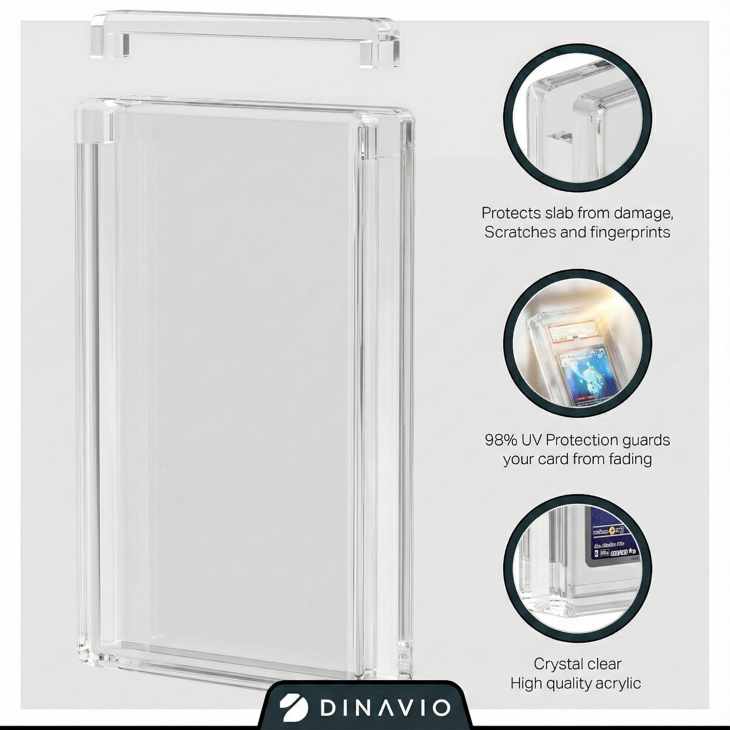 Dinavio Crafthouse PSA Graded Card Display Acrylic Case for Standard PSA and CGC Slabs - Slab Case - PSA Card Case - Graded Card Display Case