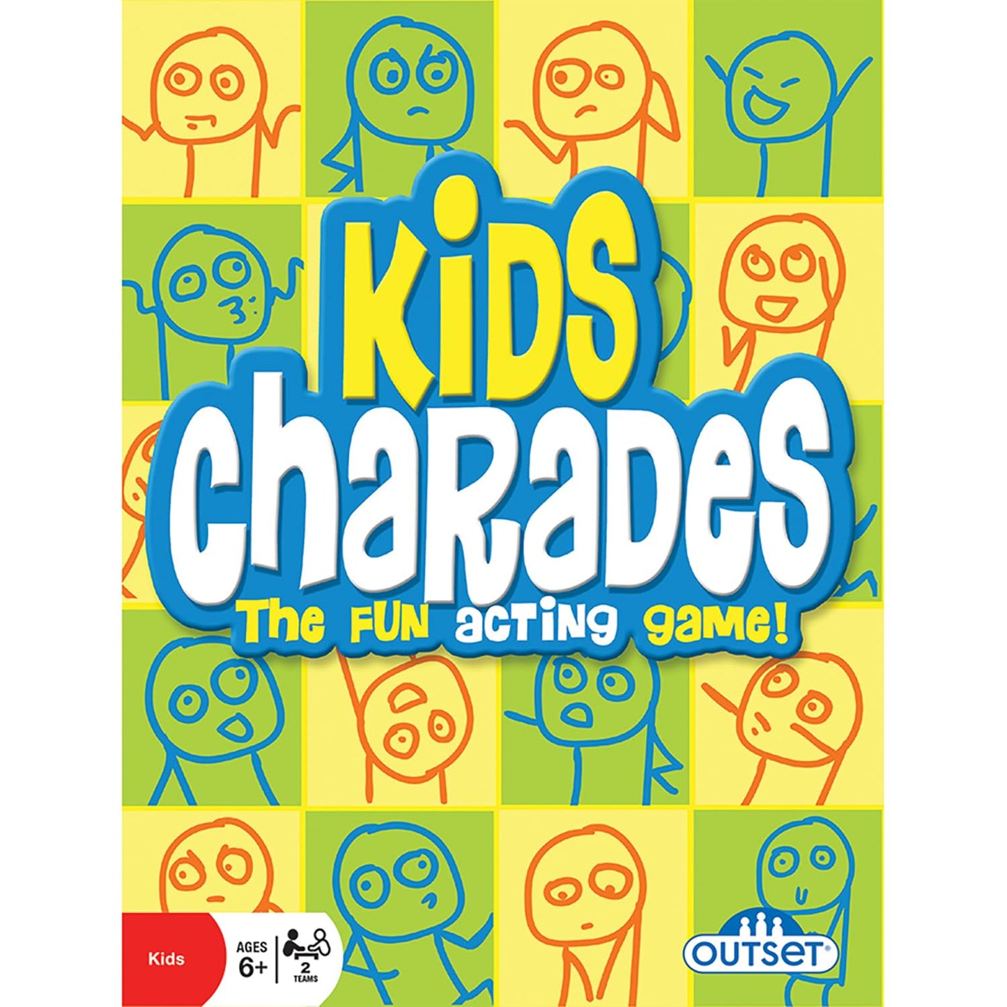 Outset Media: Kids Charades (New Box Size) - 300 Charades, Act-It-Out Family Game, Builds Imagination & Creativity, Fun Party Game, Ages 6+, 2 Teams