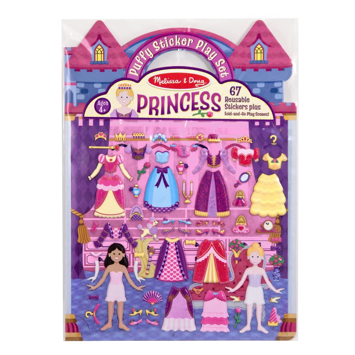 Melissa & Doug Princess: Puffy Sticker Play Set Bundle with 1 Theme Compatible M&D Scratch Fun Mini-Pad (09100)