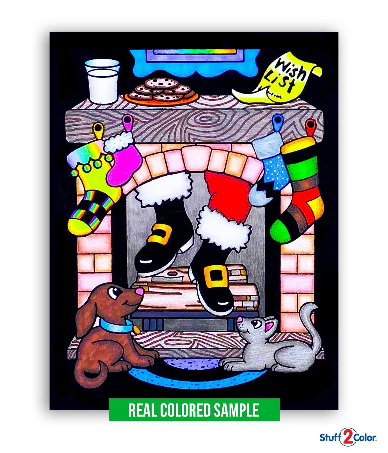 Super Pack of 18 Fuzzy Velvet Coloring Posters (Christmas Edition) - Excellent Family Time Craft Project to Share and Color - All Ages DIY Coloring