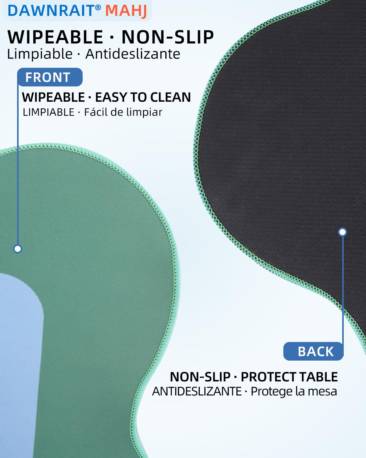 Scalloped Mahjong Mat No Creases with Rolling Bag: Anti-Slip & Noise Reduce Solid American Mah Jongg Tablecloth - 33" Square 2mm Neoprene Board Game