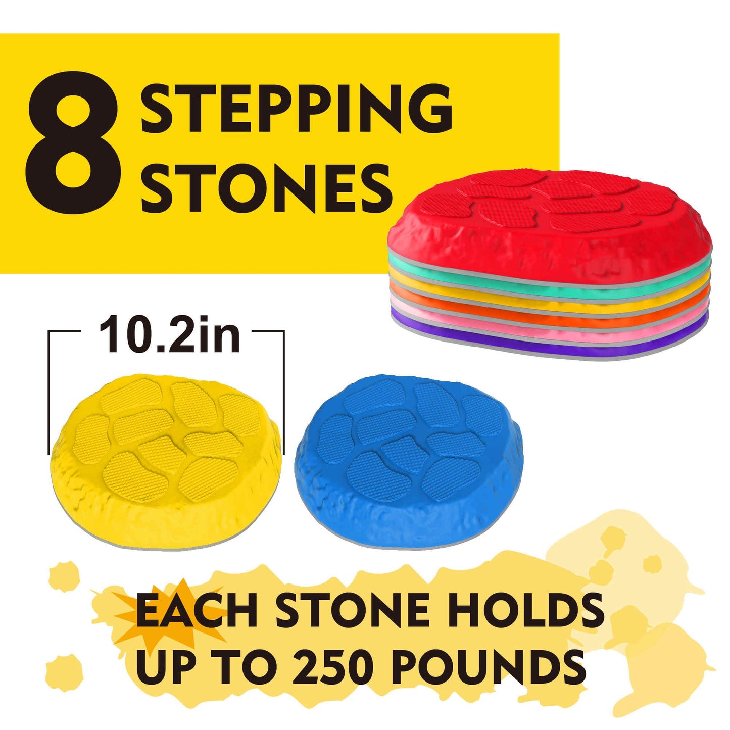 SmartYeen Stepping Stones for kids,8/12 PCS Durable Non-Slip Balance Stones Indoor Outdoor toys for toddlers develope Kids Balance and Coordination