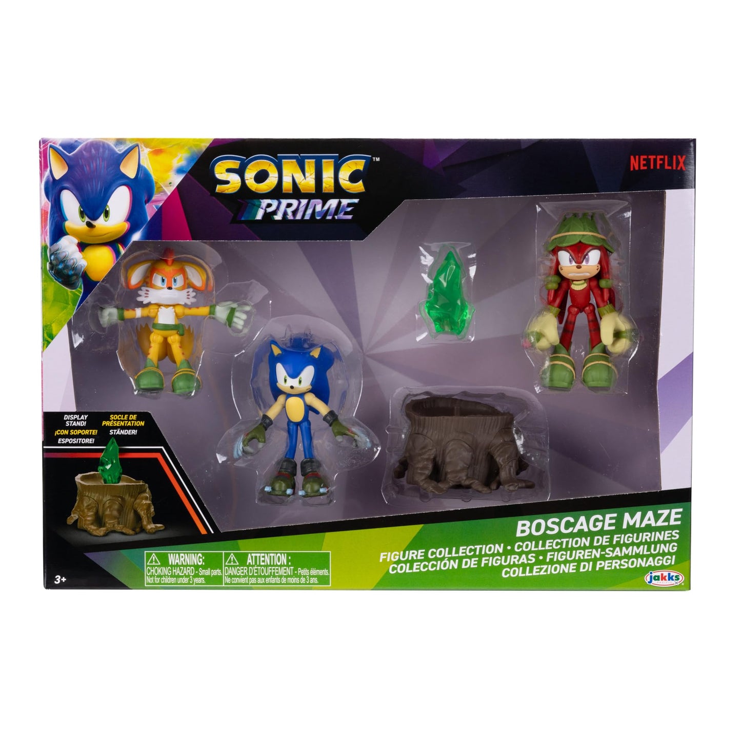 Sonic Prime 2.5-inch Action Figures Bos Cage Maze Themed 5 Pieces: Sonic, Gnarly Knuckles, Mangey Tails, Tree Stump and Green Shard. Ages 3+