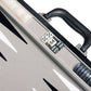 Travel Backgammon Set - Leatherette, Velvet Playing Field - 15-inch, Black/Grey