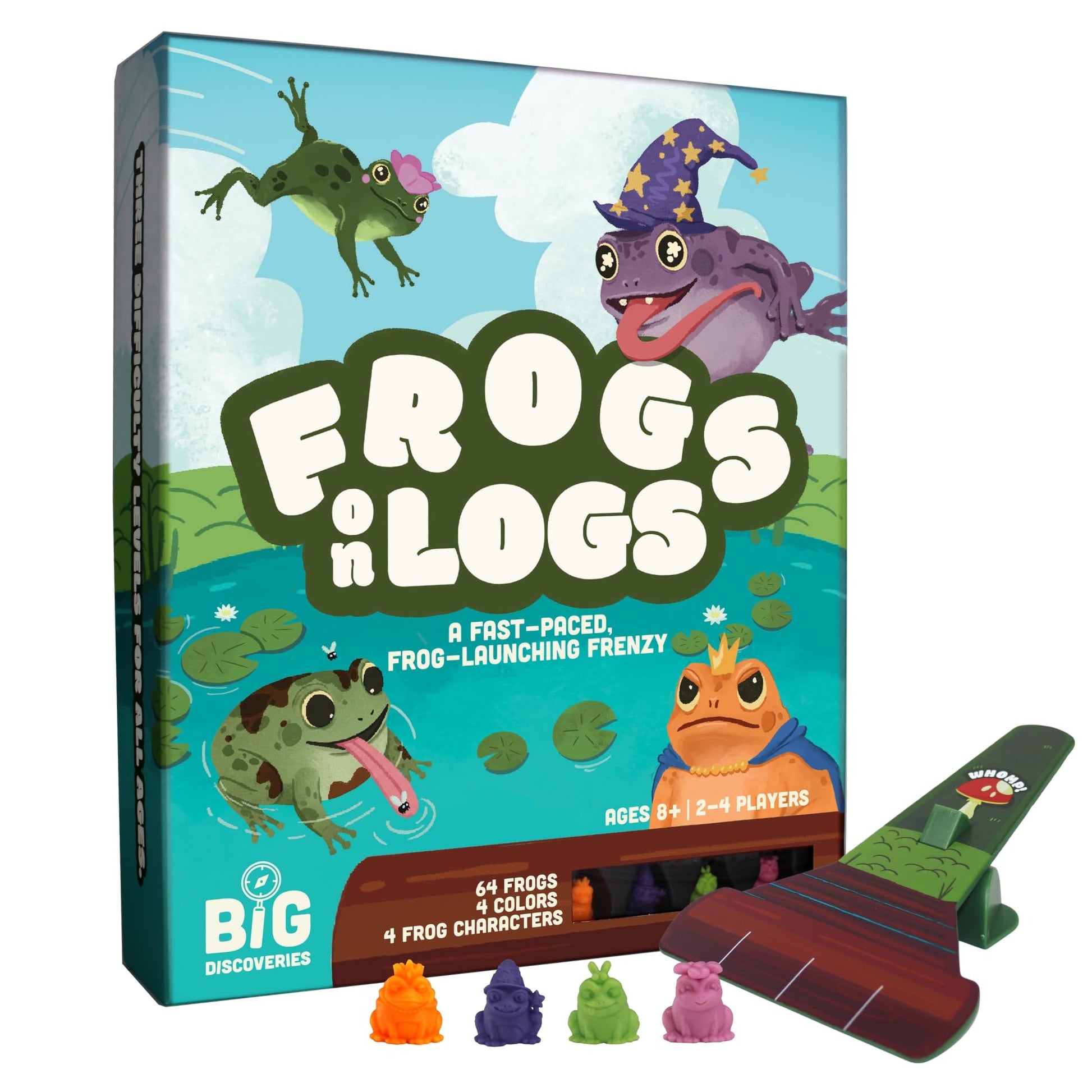 Frogs on Logs - A Fast-Paced Frog-Launching Board Game for Kids & Families - Match, Aim & Launch Frogs - 2-4 Players, Ages 8+ - Fun Family Game