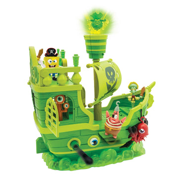 SPONGEBOB SQUAREPANTS Movie: The Search for Squarepants - The Flying Dutchman’s Ship Playset with 6 Exclusive Figures, Lights, Motion & Hidden