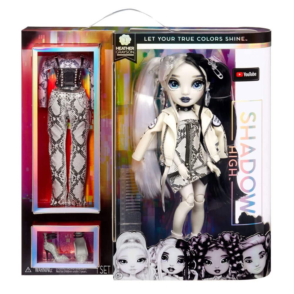 Rainbow High Shadow Series 1 Heather Grayson- Grayscale Fashion Doll. 2 Grey Designer Outfits to Mix & Match with Accessories, for Kids 6-12 Years Old