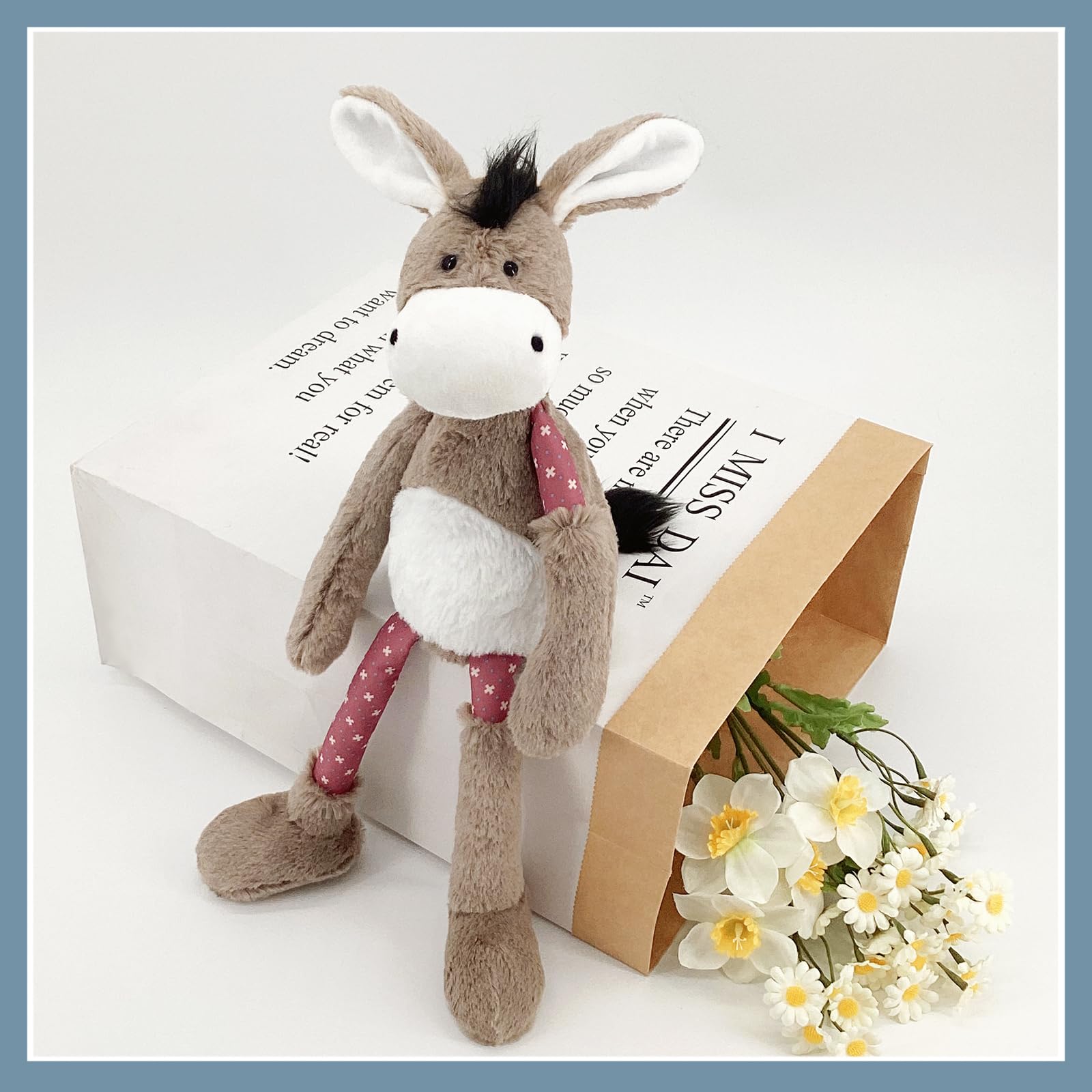 MR VIVICARE 15 Inch Donkey Stuffed Animal for Boys & Girls - Plush Toy for Newborns for Birthday, Baby Shower, Christmas - Machine Washable