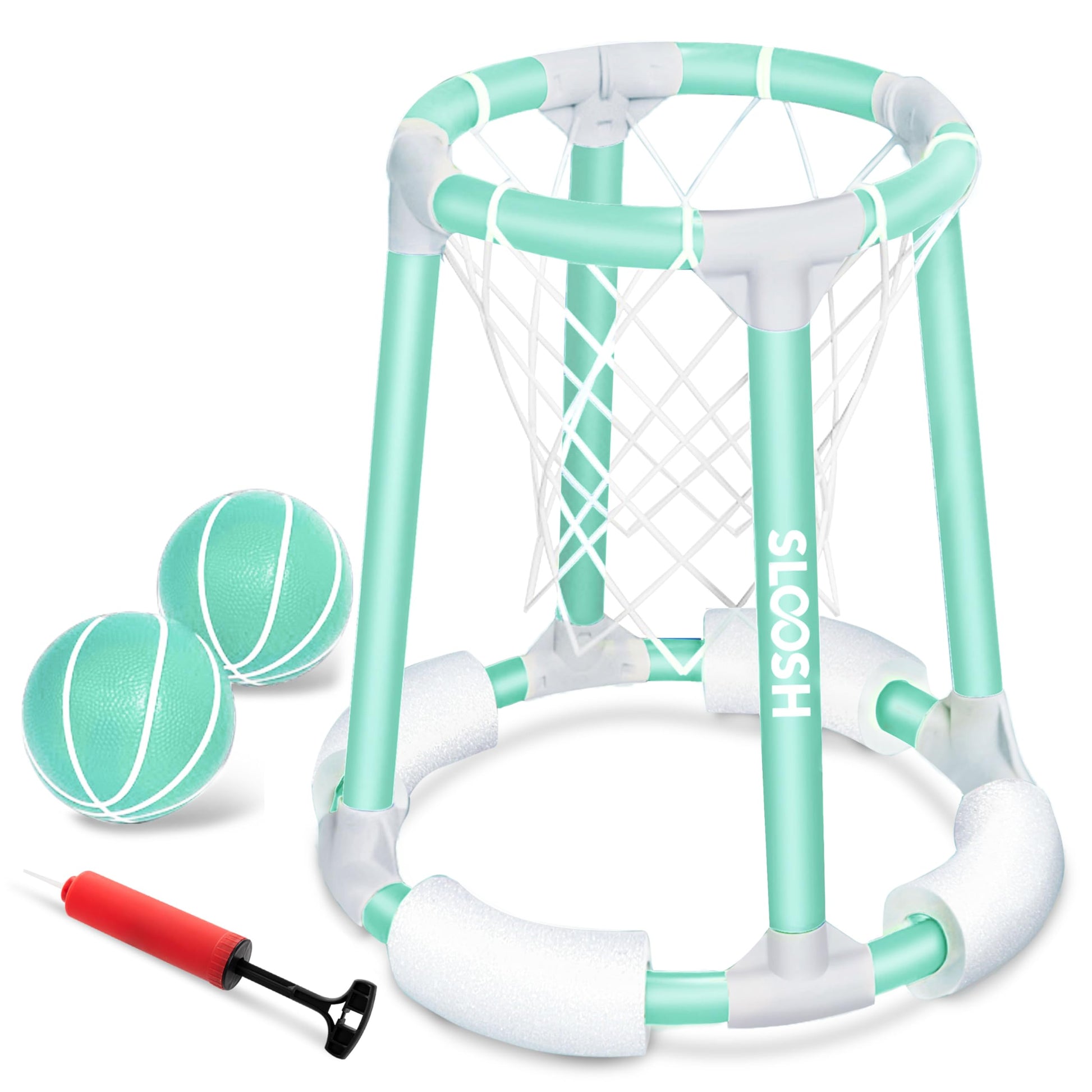 Sloosh Pool Basketball Hoop Toys, Floating Basketball Pool Game, Swimming Floats Toys with Balls Pump, Summer Outdoor Water Play Toy for Kids