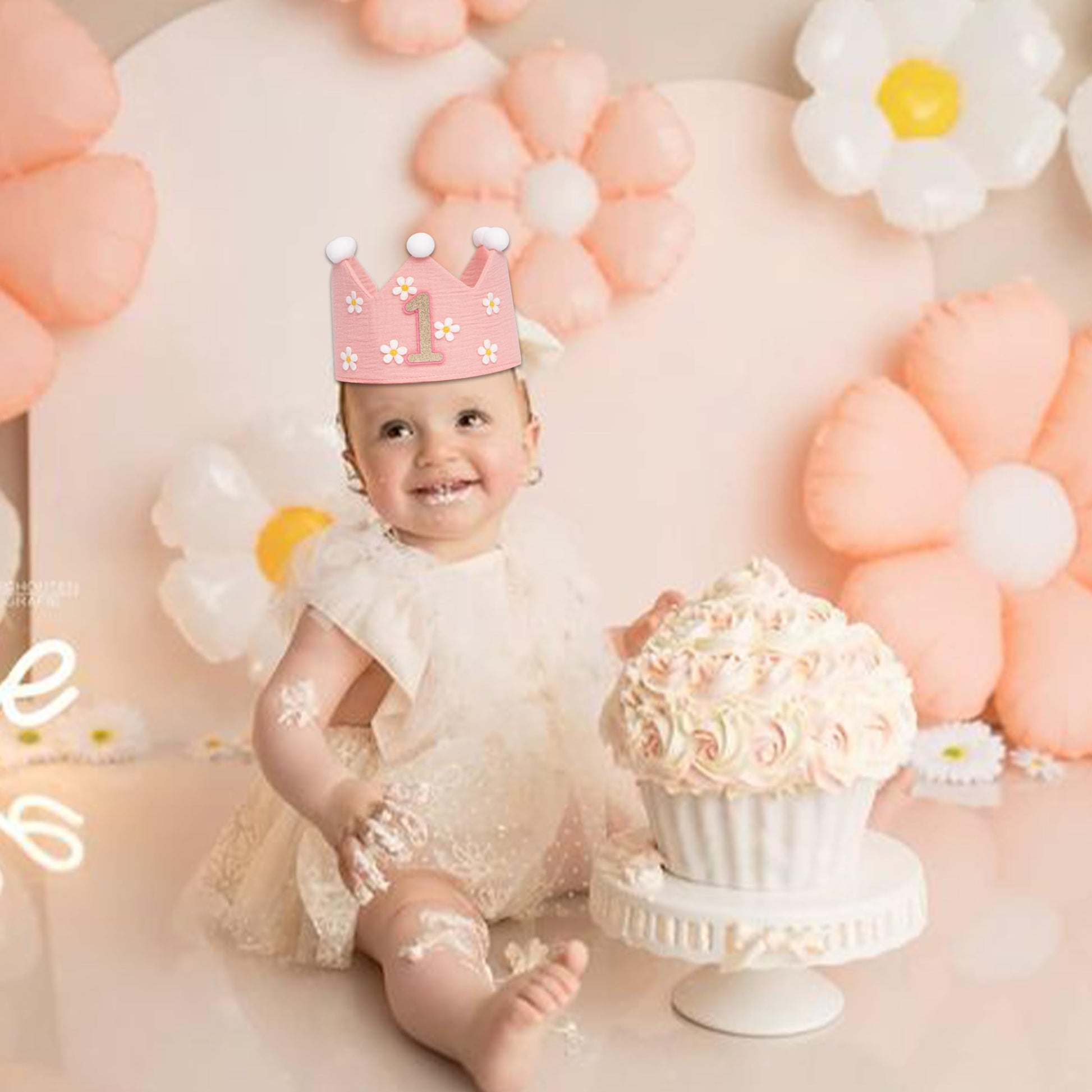 UDOTE Pink Daisy 1st Crown Hat