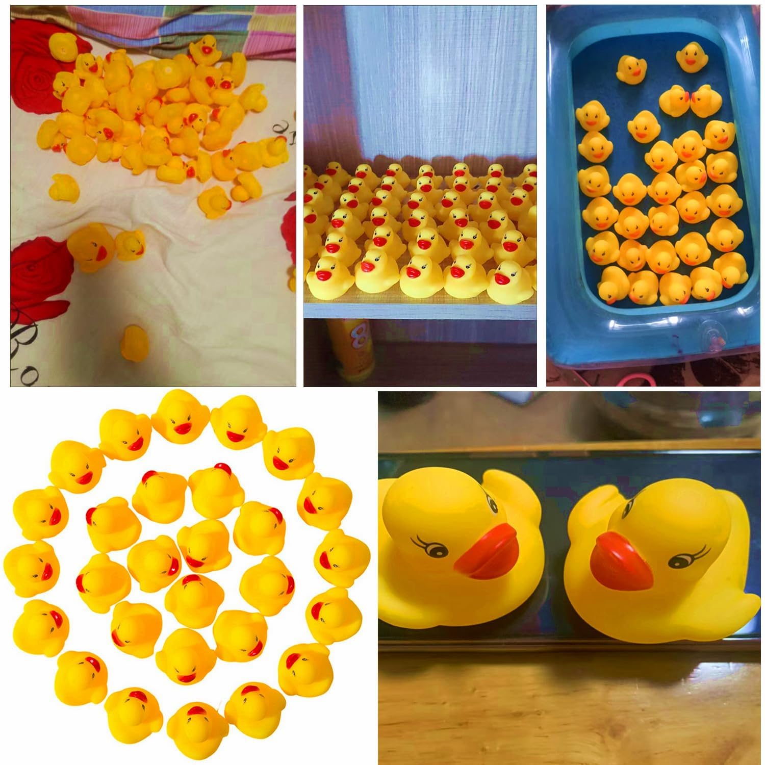 DZTIAN Mini Rubber Duck Set Yellow 12-Pieces Float & Squeak Mini Rubber Duck Baby Bath Ducky Sound ShowerToys for Kids Celebrate The Joy