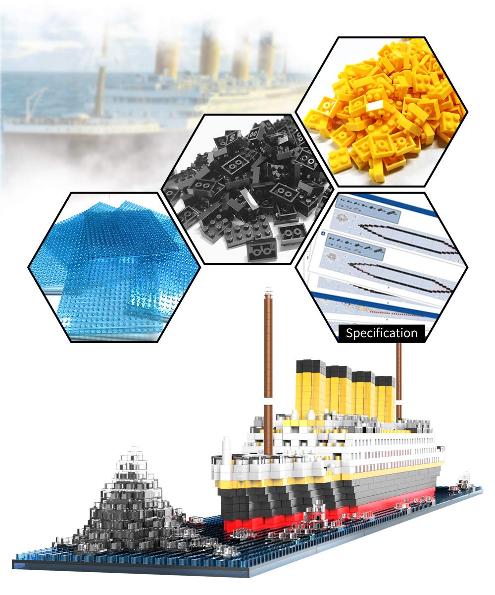 KLMEi Titanic Architecture Set Micro Building Blocks Model Kit for Adults, Age of 14+ 1872 Pieces