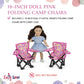 Emily Rose 18 Inch Doll Pink Folding Camping Sports Camp Beach 2 Chair Toy Set with Carry Storage Case | Furniture & Accessories Fits 14 - 19 Inch