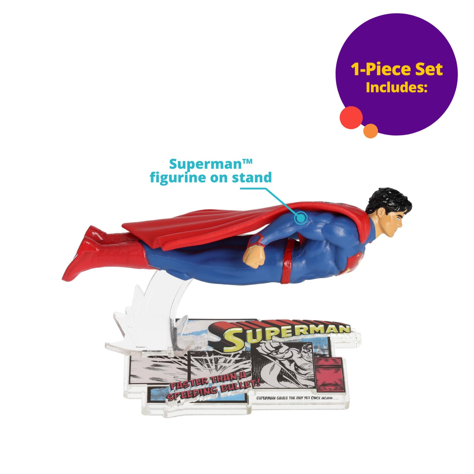 Superman Man Of Steel Cake Topper, Superhero Flying Superman Cake Decoration, Food Safe Birthday Cake Decoration