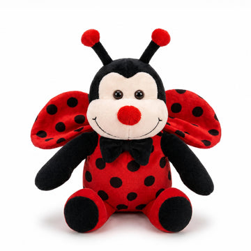 Garden Buzz Cuties Ladybug Stuffed Animal Plush Ladybird Beetle Soft Insect Cuddly Lady Bug Toy with Red Wings and Black Bow, Bee Friend, Present