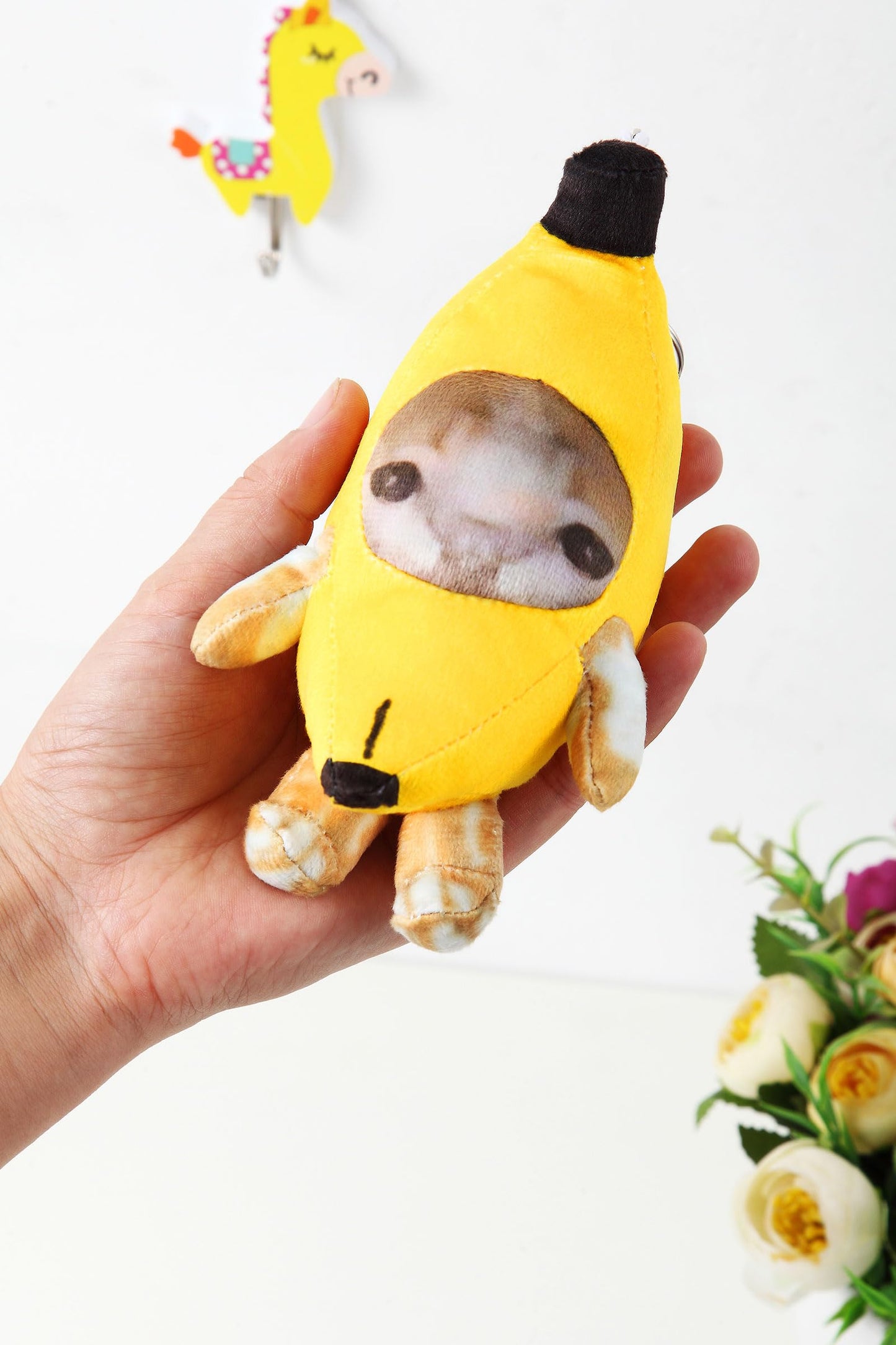 COSWHO Crying Banana Cat Plush Keychain Bag Charms, Happy