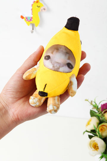 COSWHO Crying Banana Cat Plush Keychain Bag Charms, Happy