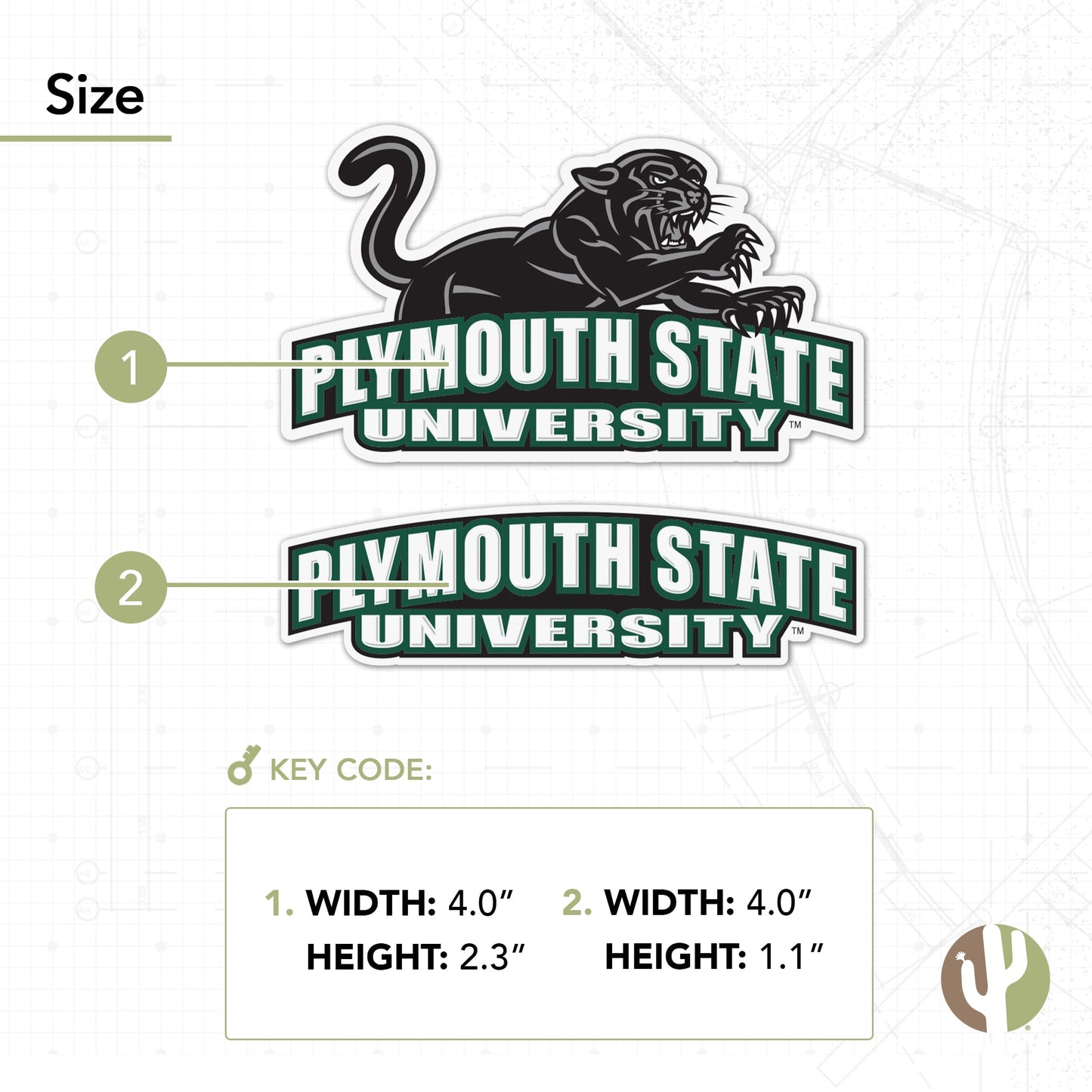 Desert Cactus Plymouth State University Sticker Panthers Vinyl Decal Laptop Water Bottle Car Scrapbook (4 Inch Set V1)
