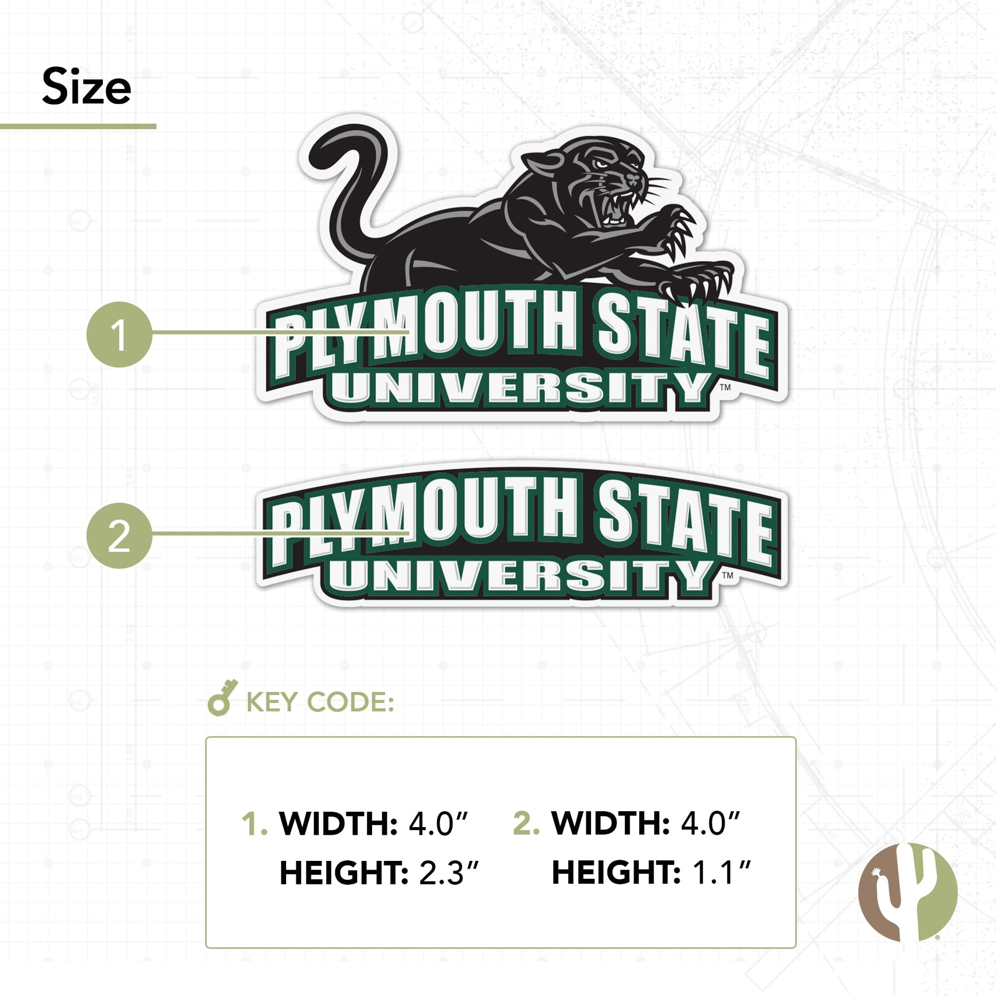 Desert Cactus Plymouth State University Sticker Panthers Vinyl Decal Laptop Water Bottle Car Scrapbook (4 Inch Set V1)