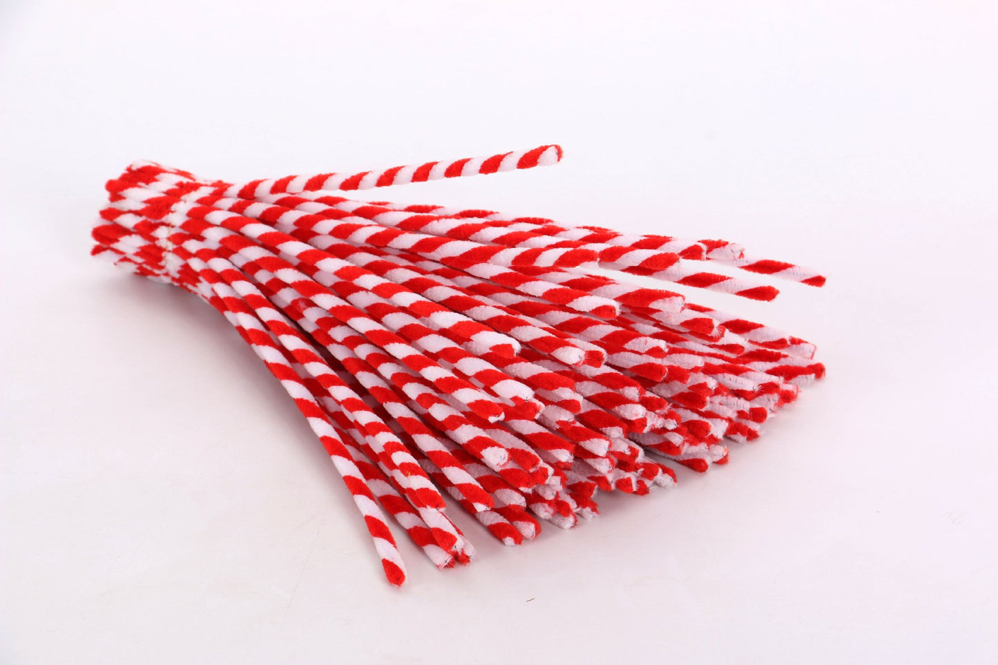 Carykon Red Striped Chenille Stems Pipe Cleaners, Pack of 100 (Striped-Red)