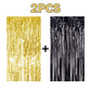 2PCS 3' X 8' Black and Gold Metallic Tinsel Foil Fringe Curtain Backdrop for 2023 New Years Eve, Halloween Party, Graduation Decoration