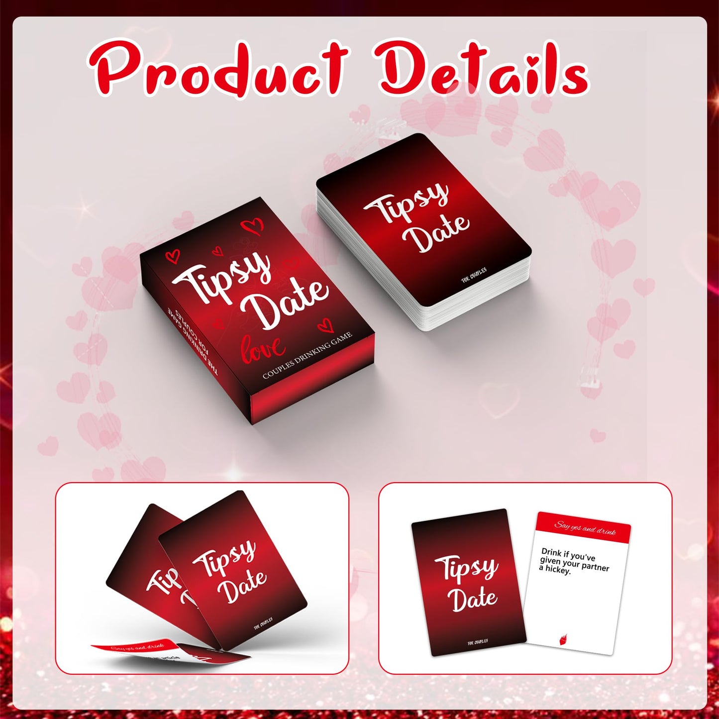 Tipsy Date Couples Games for Adults,Drinking Game for Couples,Drinking Card Games,50 Fun Dares & Questions for Date Night or Party Games,Perfect