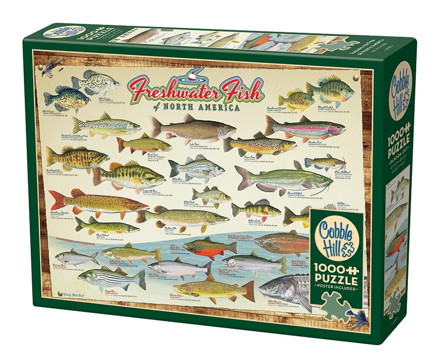 Cobble Hill 1000 Piece Puzzle - Freshwater Fish of North America - Sample Poster Included