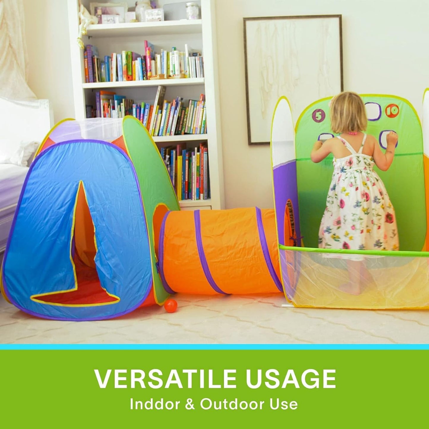 Alvantor® Kids Tent Play Tents & Tunnel 3-in-1 Pop Up Tent with Tunnel Toddler Ball Pit Indoor/Outdoor Tents Fun Toss It Game Zone Playhouse