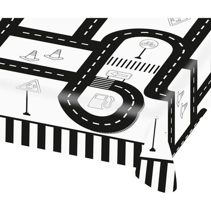 amscan On the Road Paper Tablecover 1.2m x 1.8m, White