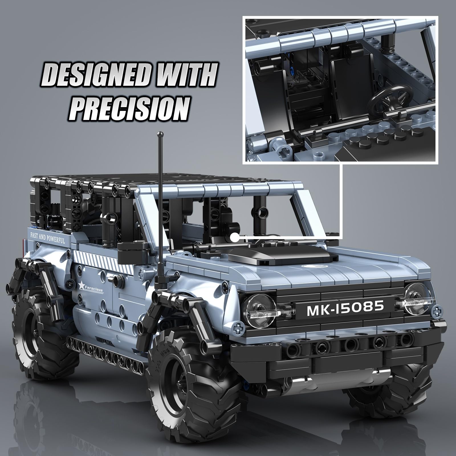 Mould King 15085 Off-Road Vehicle Building Sets, Pull Back & Launch Car Building Blocks Kit, Collectible Car Model Toy for Adults Teens 12+ (828