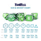 FanRoll 16mm Metal Polyhedral DND Dice Set: Green, Role Playing Game Dice for Dungeons and Dragons