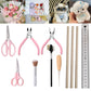 FOWUIKOH Pipe Cleaners Craft Tools Kits DIY Hand Tools Pipe Cleaner Flower kit Tools for Beginner Scissors, rulers, Pliers, Brushes (13 Tools Set)